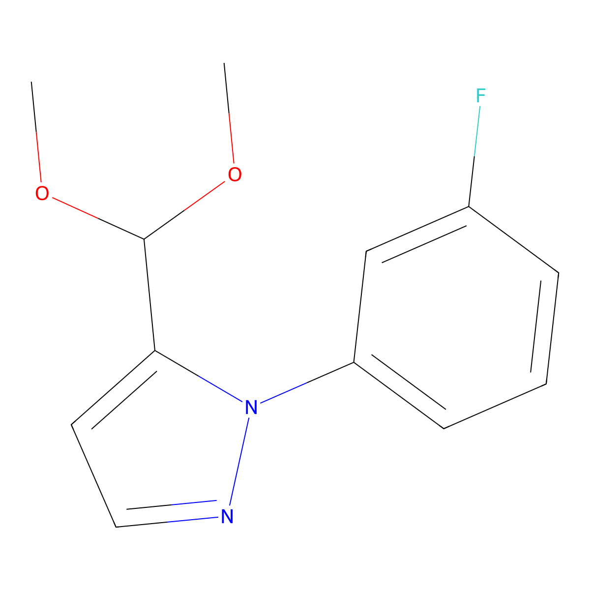 5-(dimethoxymethyl)-1-(3-fluorophenyl)-1H-pyrazole molecular structure, CAS 1269294-16-7