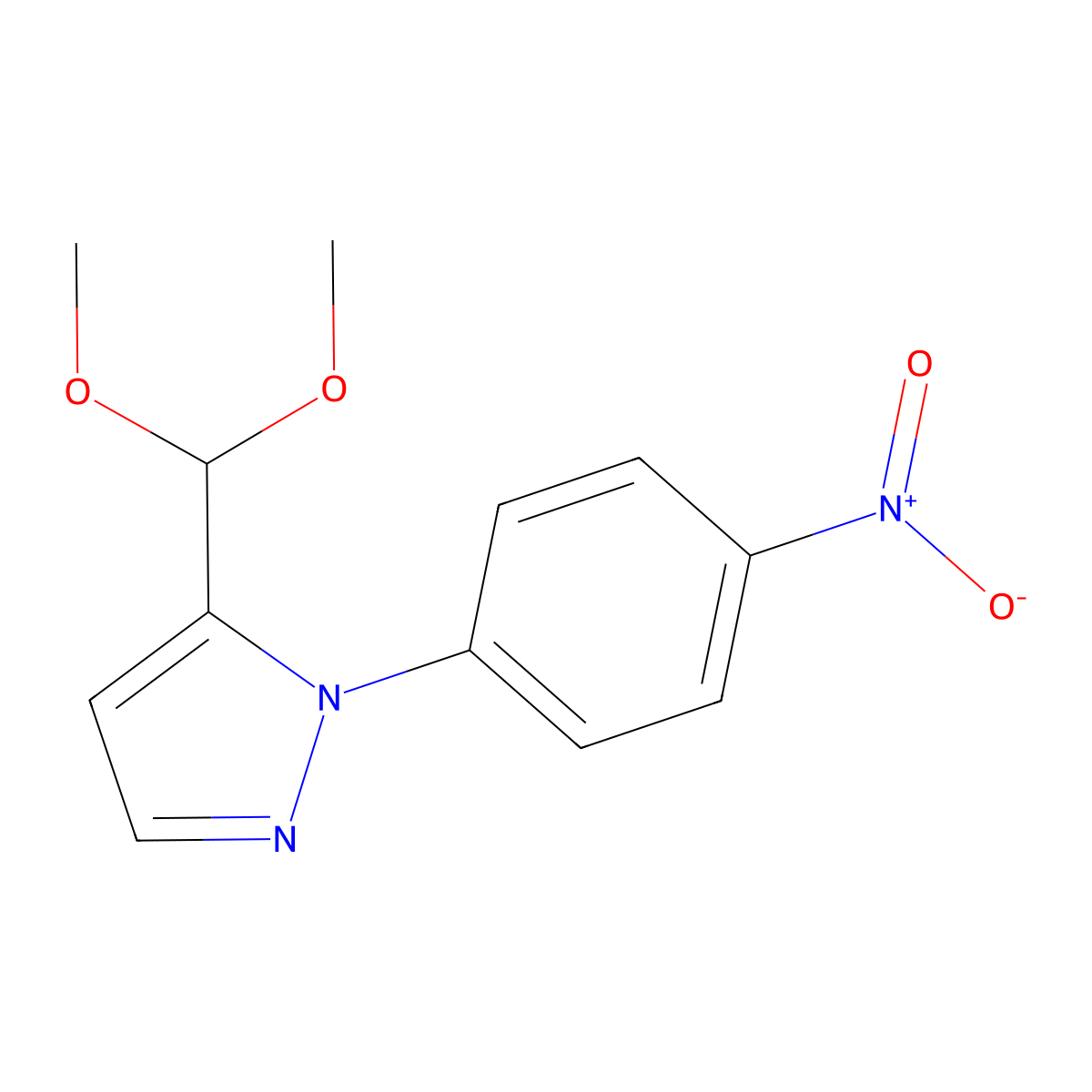 5-(dimethoxymethyl)-1-(4-nitrophenyl)-1H-pyrazole molecular structure, CAS 1269294-17-8