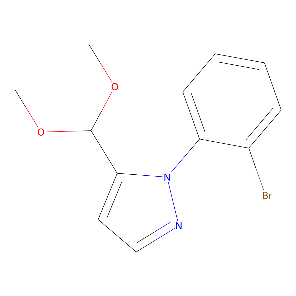 1-(2-bromophenyl)-5-(dimethoxymethyl)-1H-pyrazole molecular structure, CAS 1269294-18-9