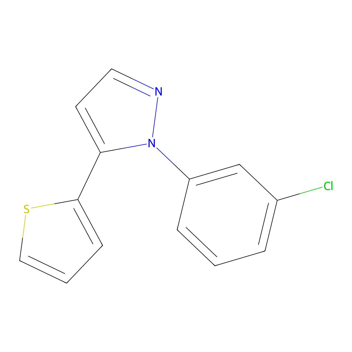 1-(3-chlorophenyl)-5-(thiophen-2-yl)-1H-pyrazole molecular structure, CAS 1269294-21-4
