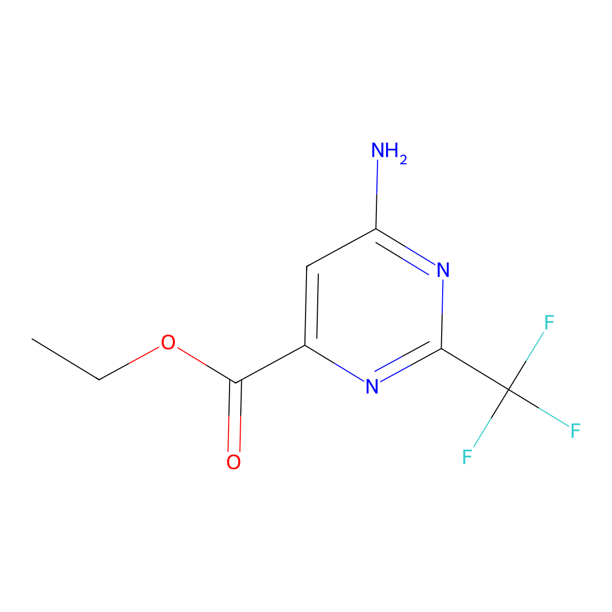 Ethyl 6-amino-2-(trifluoromethyl)pyrimidine-4-carboxylate molecular structure, CAS 1269294-25-8