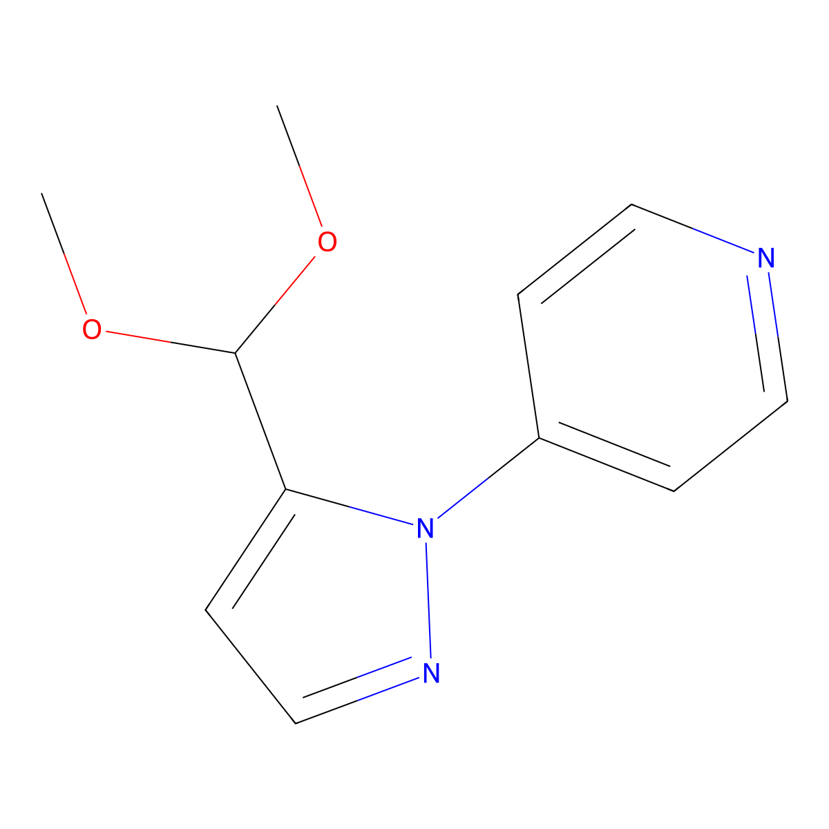 4-(5-(dimethoxymethyl)-1H-pyrazol-1-yl)pyridine molecular structure, CAS 1269294-30-5
