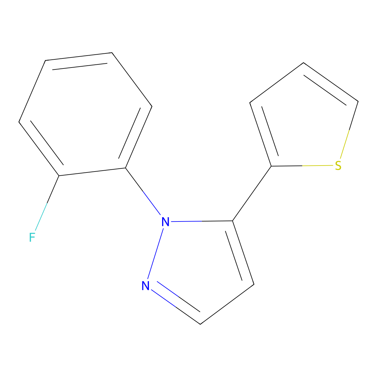 1-(2-fluorophenyl)-5-(thiophen-2-yl)-1H-pyrazole molecular structure, CAS 1269294-34-9
