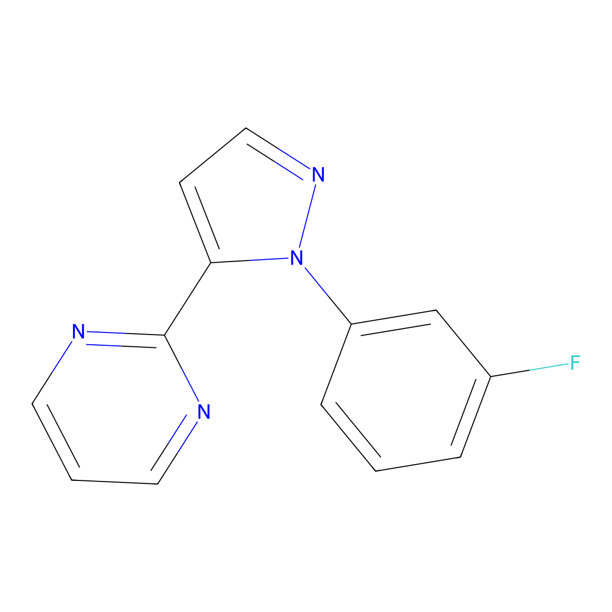 2-(1-(3-fluorophenyl)-1H-pyrazol-5-yl)pyrimidine molecular structure, CAS 1269294-35-0