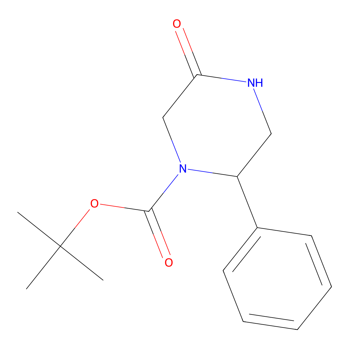 Tert-butyl 5-oxo-2-phenylpiperazine-1-carboxylate molecular structure, CAS 1269294-40-7