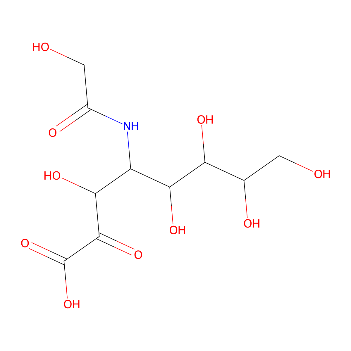 (3R,4S,5R,6S,7R)-3,5,6,7,8-pentahydroxy-4-[(2-hydroxyacetyl)amino]-2-oxo-octanoic acid molecular structure, CAS 126934-35-8