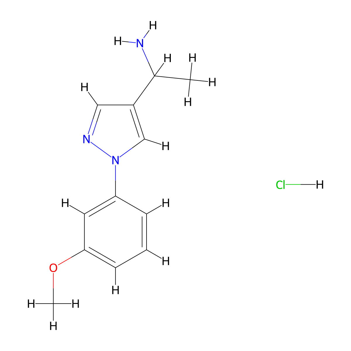 {1-[1-(3-Methoxyphenyl)-1H-pyrazol-4-yl]ethyl}amine hydrochloride molecular structure, CAS 1269358-78-2