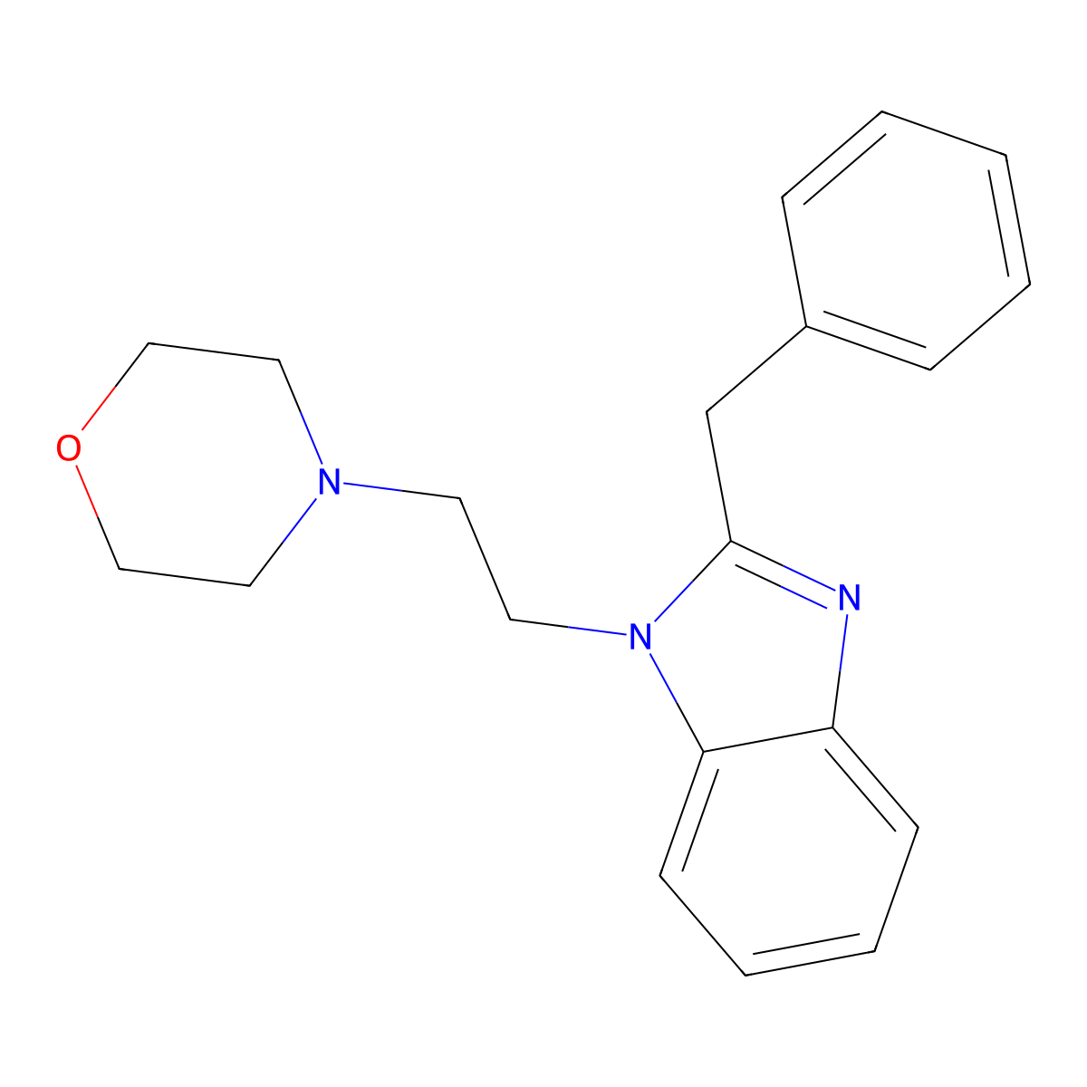 4-[2-(2-Benzylbenzimidazol-1-yl)ethyl]morpholine molecular structure, CAS 126936-24-1