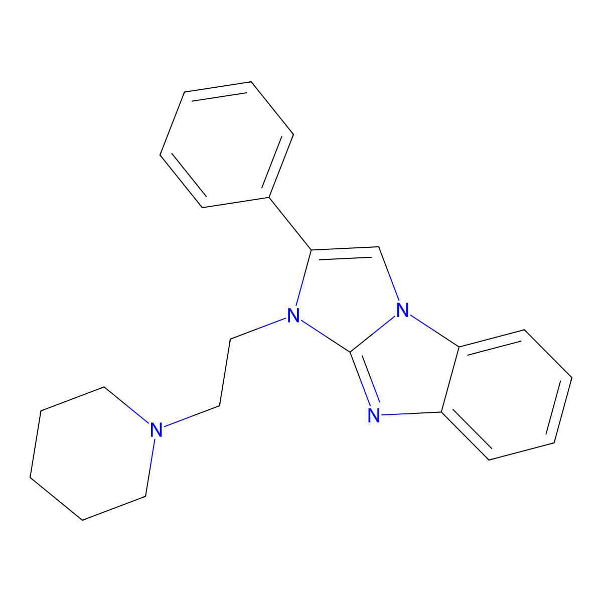 2-Phenyl-3-(2-piperidin-1-ylethyl)imidazo[1,2-a]benzimidazole molecular structure, CAS 126936-31-0