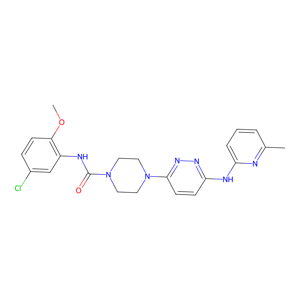 N-(5-chloro-2-methoxyphenyl)-4-(6-((6-methylpyridin-2-yl)amino)pyridazin-3-yl)piperazine-1-carboxamide molecular structure, CAS 1269362-08-4