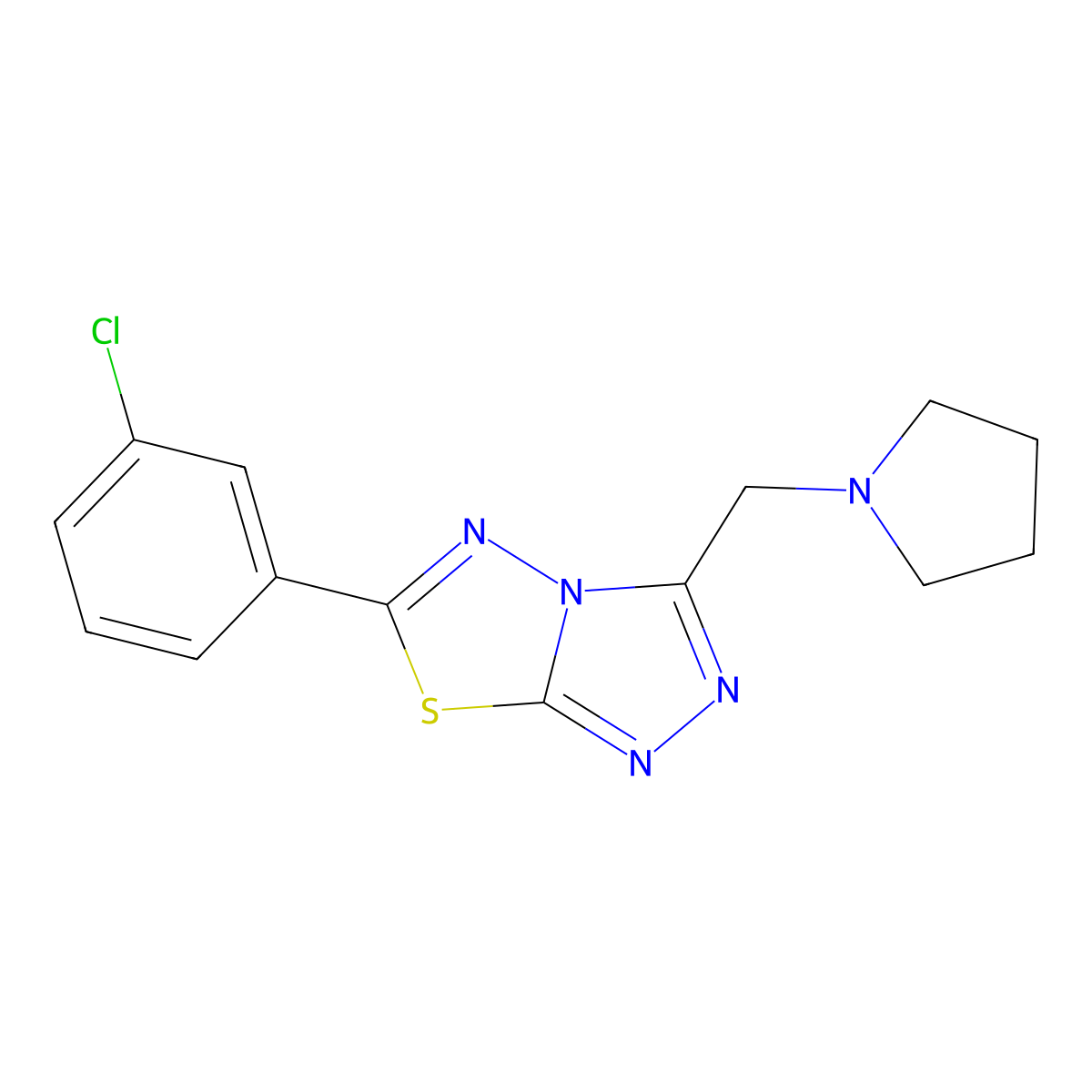 6-(3-Chlorophenyl)-3-(pyrrolidin-1-ylmethyl)[1,2,4]triazolo[3,4-b][1,3,4]thiadiazole molecular structure, CAS 1269362-92-6