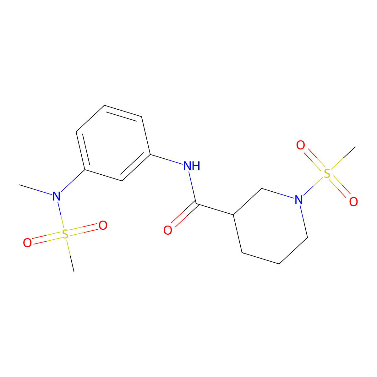 N-{3-[methyl(methylsulfonyl)amino]phenyl}-1-(methylsulfonyl)piperidine-3-carboxamide molecular structure, CAS 1269363-06-5