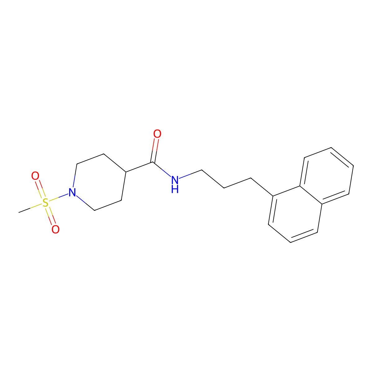 1-(methylsulfonyl)-N-[3-(naphthalen-1-yl)propyl]piperidine-4-carboxamide molecular structure, CAS 1269364-16-0