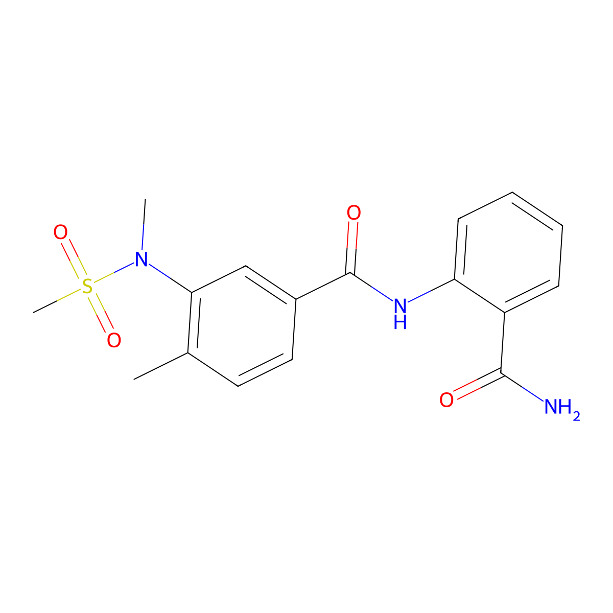 N-(2-carbamoylphenyl)-4-methyl-3-[methyl(methylsulfonyl)amino]benzamide molecular structure, CAS 1269366-84-8