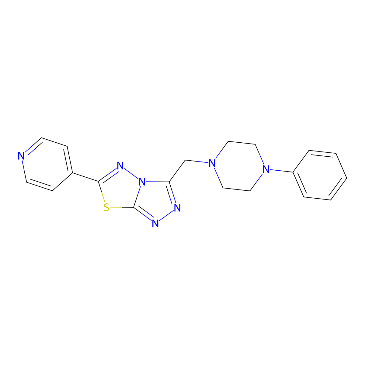 3-[(4-Phenylpiperazin-1-yl)methyl]-6-(pyridin-4-yl)[1,2,4]triazolo[3,4-b][1,3,4]thiadiazole molecular structure, CAS 1269367-14-7