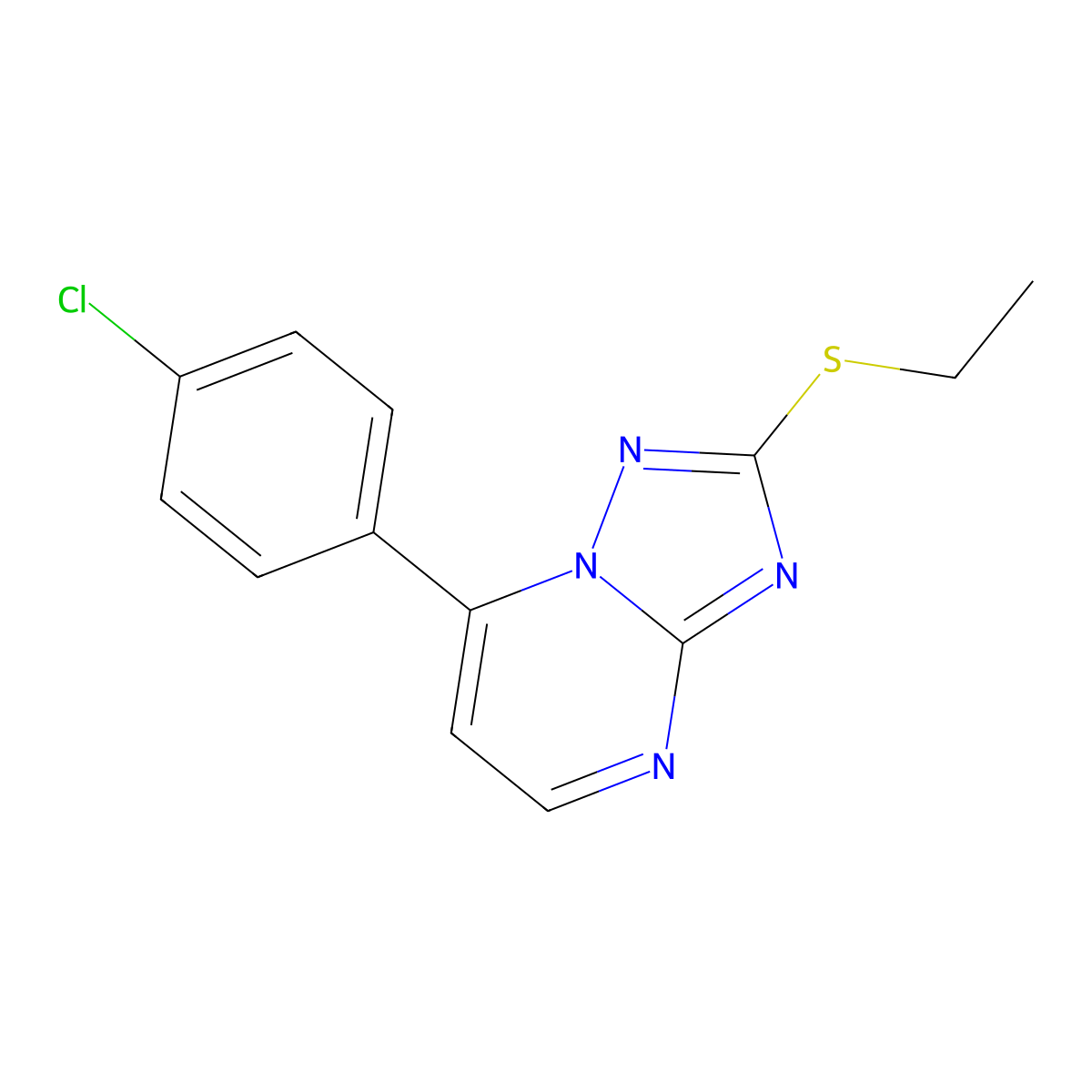 7-(4-Chlorophenyl)-2-(ethylsulfanyl)[1,2,4]triazolo[1,5-a]pyrimidine molecular structure, CAS 1269368-63-9