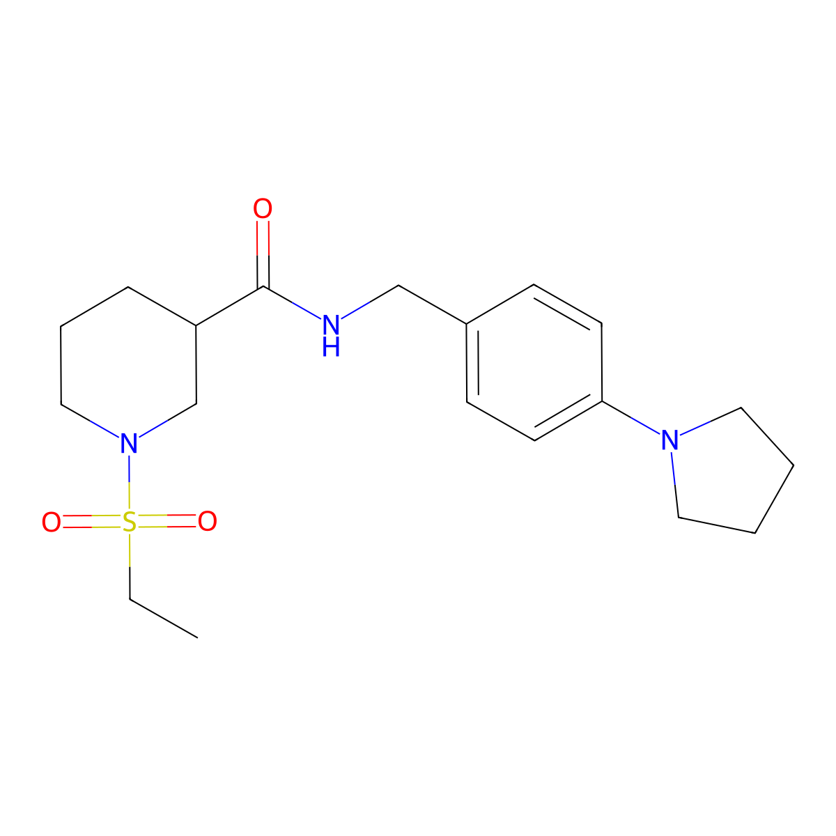 1-(ethylsulfonyl)-N-[4-(pyrrolidin-1-yl)benzyl]piperidine-3-carboxamide molecular structure, CAS 1269368-87-7