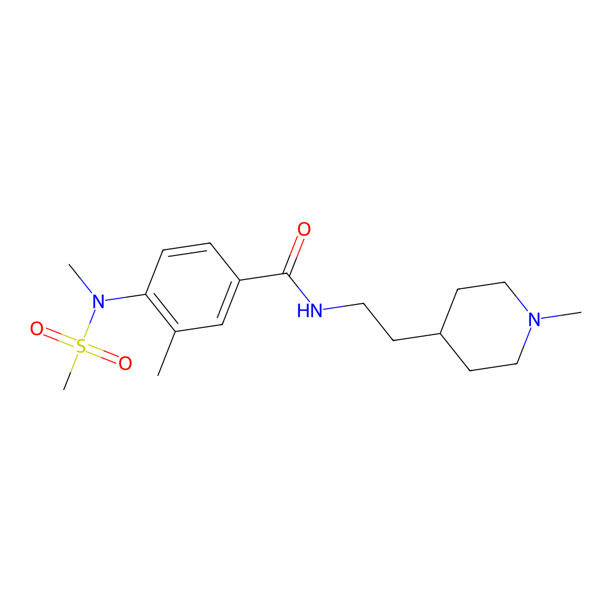 3-methyl-4-[methyl(methylsulfonyl)amino]-N-[2-(1-methylpiperidin-4-yl)ethyl]benzamide molecular structure, CAS 1269369-57-4