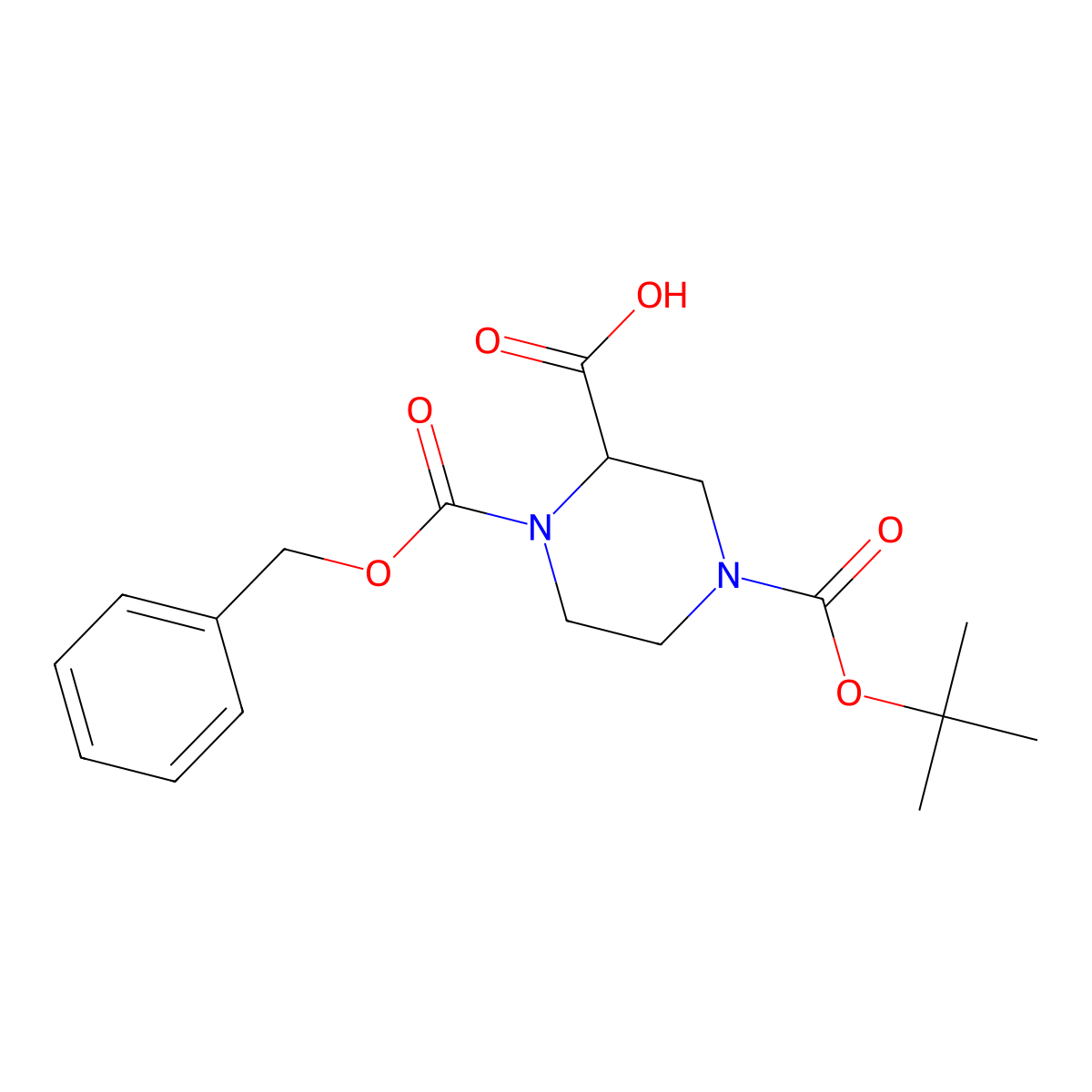 N-4-Boc-N-1-Cbz-2-piperazine carboxylic acid molecular structure, CAS 126937-41-5