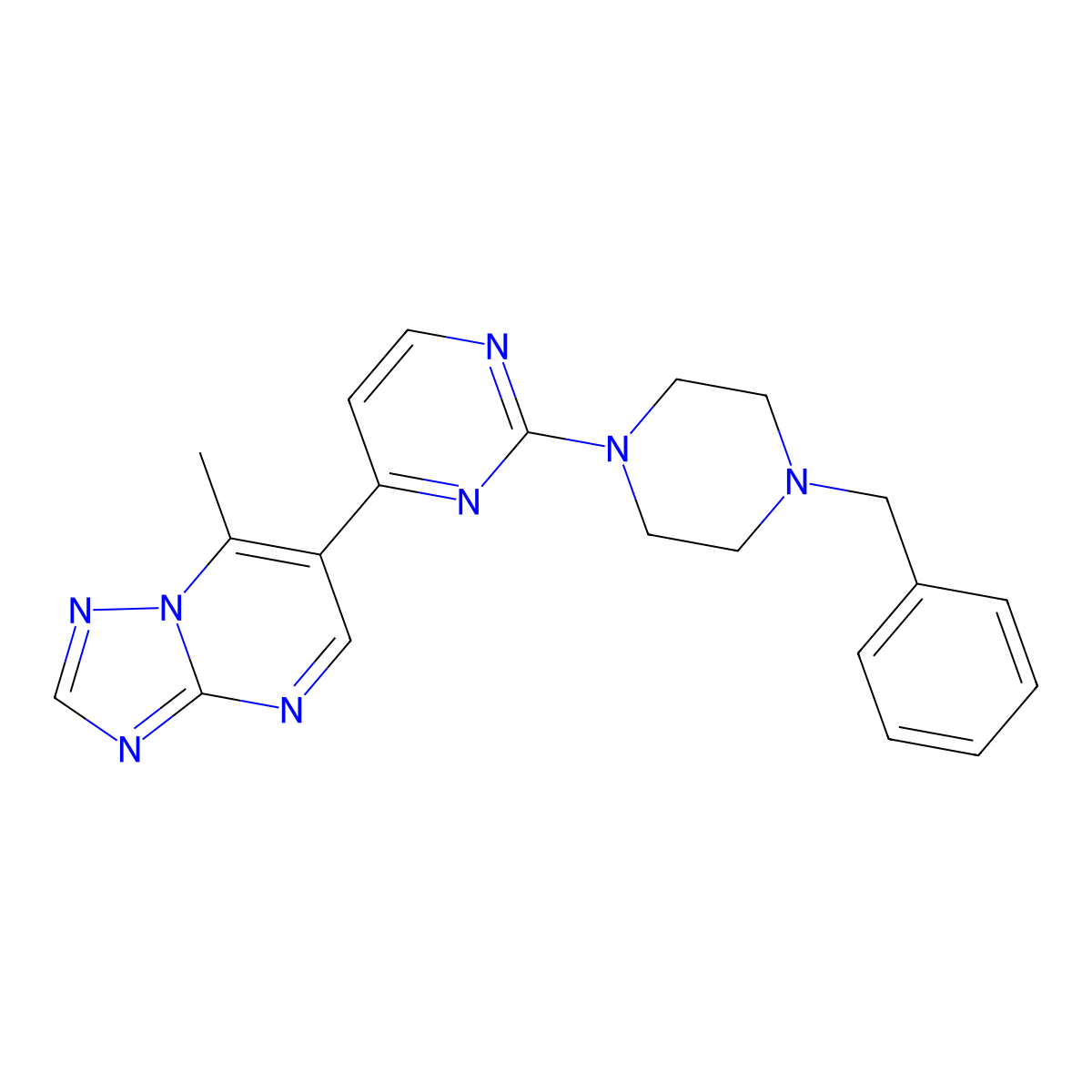 6-[2-(4-Benzylpiperazin-1-yl)pyrimidin-4-yl]-7-methyl[1,2,4]triazolo[1,5-a]pyrimidine molecular structure, CAS 1269371-11-0