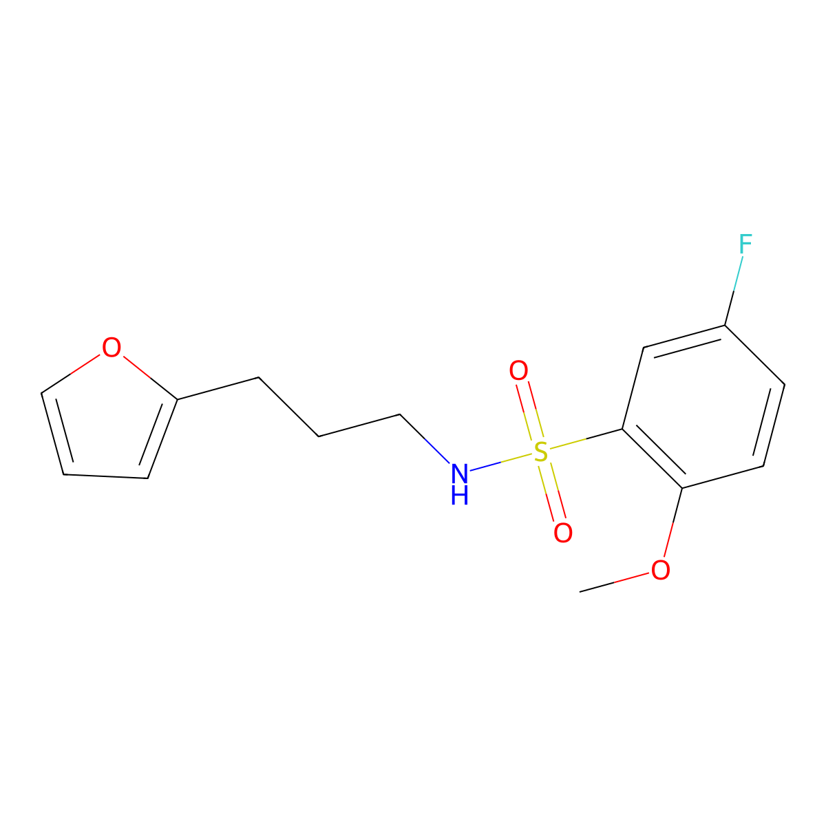5-fluoro-N-[3-(furan-2-yl)propyl]-2-methoxybenzenesulfonamide molecular structure, CAS 1269371-39-2