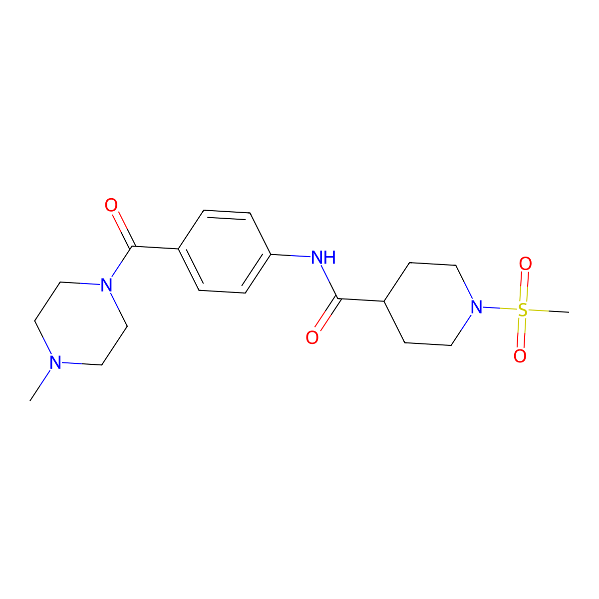 N-{4-[(4-methylpiperazin-1-yl)carbonyl]phenyl}-1-(methylsulfonyl)piperidine-4-carboxamide molecular structure, CAS 1269372-67-9