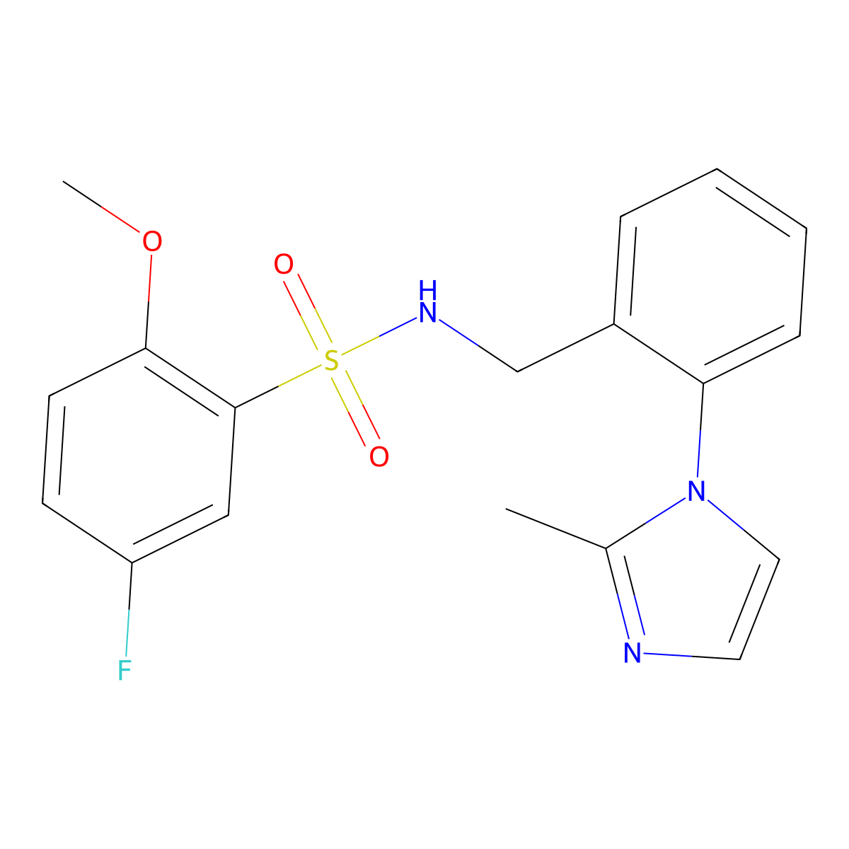 5-fluoro-2-methoxy-N-[2-(2-methyl-1H-imidazol-1-yl)benzyl]benzenesulfonamide molecular structure, CAS 1269374-85-7
