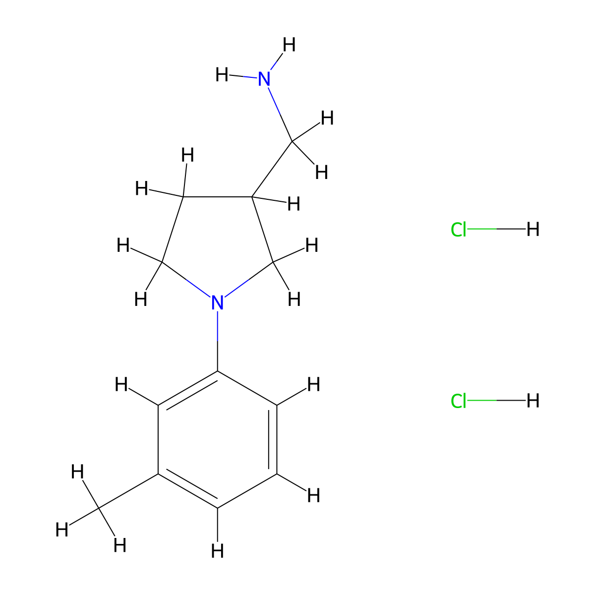 {[1-(3-Methylphenyl)-3-pyrrolidinyl]methyl}amine dihydrochloride molecular structure, CAS 1269376-41-1