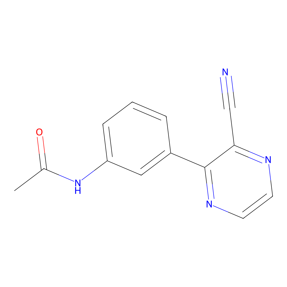 N-[3-(3-cyanopyrazin-2-yl)phenyl]acetamide molecular structure, CAS 1269376-46-6