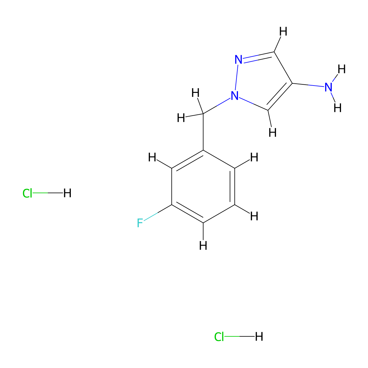 1-(3-fluorobenzyl)-1H-pyrazol-4-amine dihydrochloride molecular structure, CAS 1269376-61-5