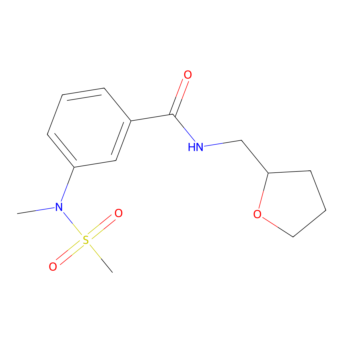3-[methyl(methylsulfonyl)amino]-N-(tetrahydrofuran-2-ylmethyl)benzamide molecular structure, CAS 1269377-53-8