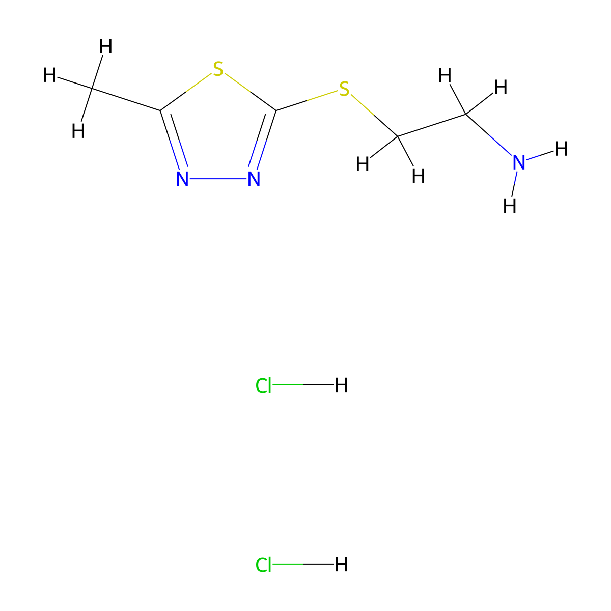 {2-[(5-Methyl-1,3,4-thiadiazol-2-yl)thio]ethyl}amine dihydrochloride molecular structure, CAS 1269378-89-3