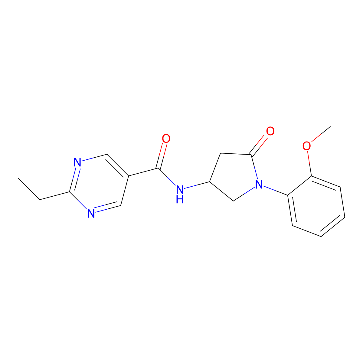 2-ethyl-N-[1-(2-methoxyphenyl)-5-oxopyrrolidin-3-yl]pyrimidine-5-carboxamide molecular structure, CAS 1269379-01-2