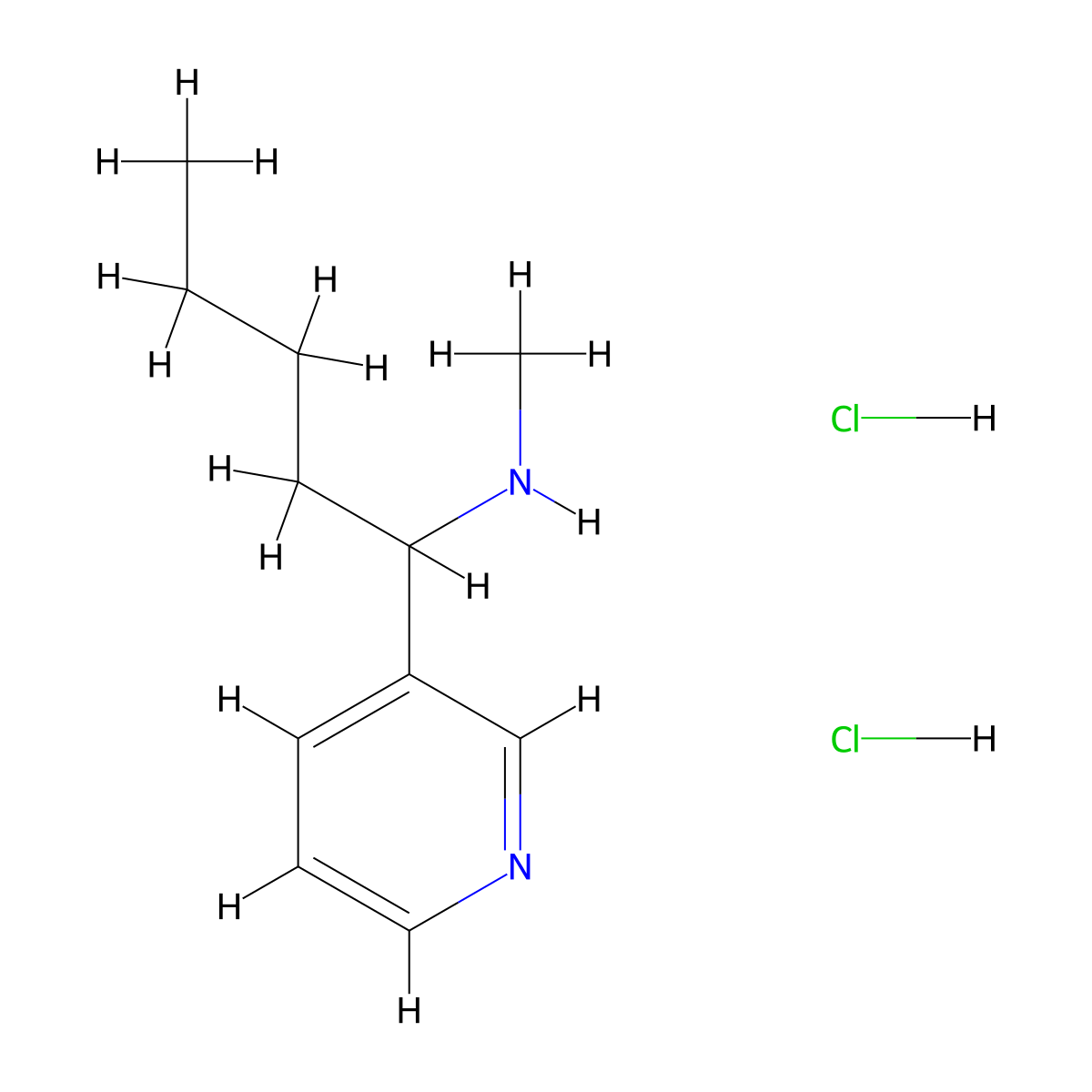 N-Methyl-1-(3-pyridinyl)-1-pentanamine dihydrochloride molecular structure, CAS 1269379-32-9