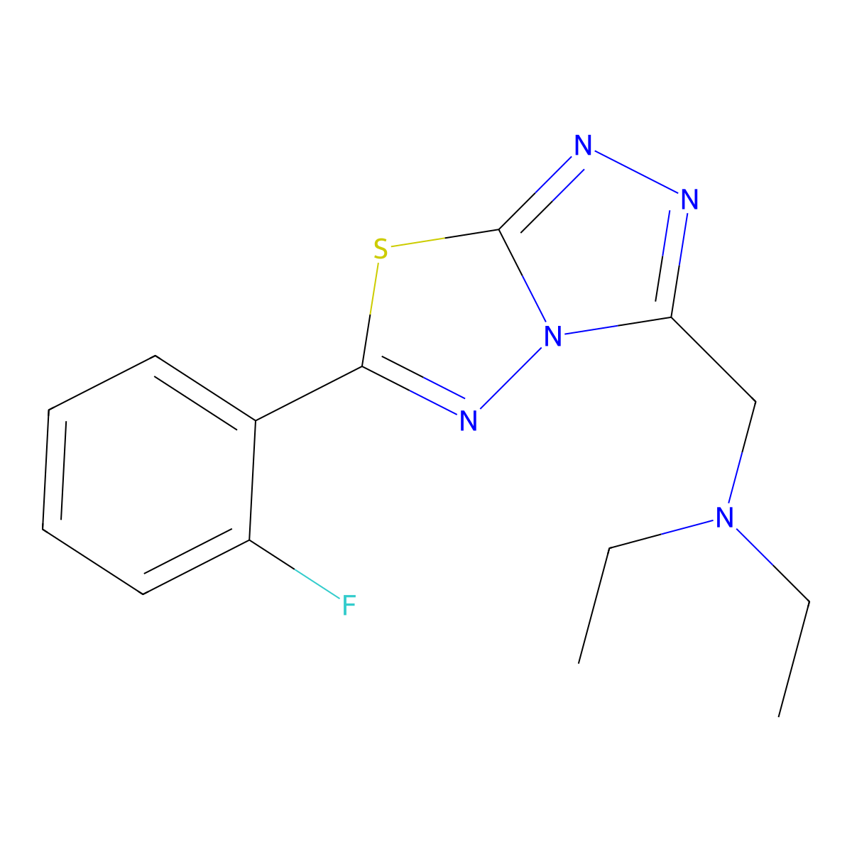 N-ethyl-N-{[6-(2-fluorophenyl)[1,2,4]triazolo[3,4-b][1,3,4]thiadiazol-3-yl]methyl}ethanamine molecular structure, CAS 1269380-77-9