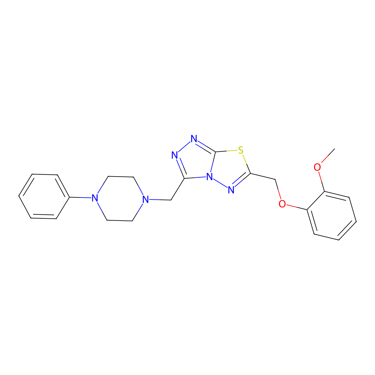 6-[(2-Methoxyphenoxy)methyl]-3-[(4-phenylpiperazin-1-yl)methyl][1,2,4]triazolo[3,4-b][1,3,4]thiadiazole molecular structure, CAS 1269381-09-0