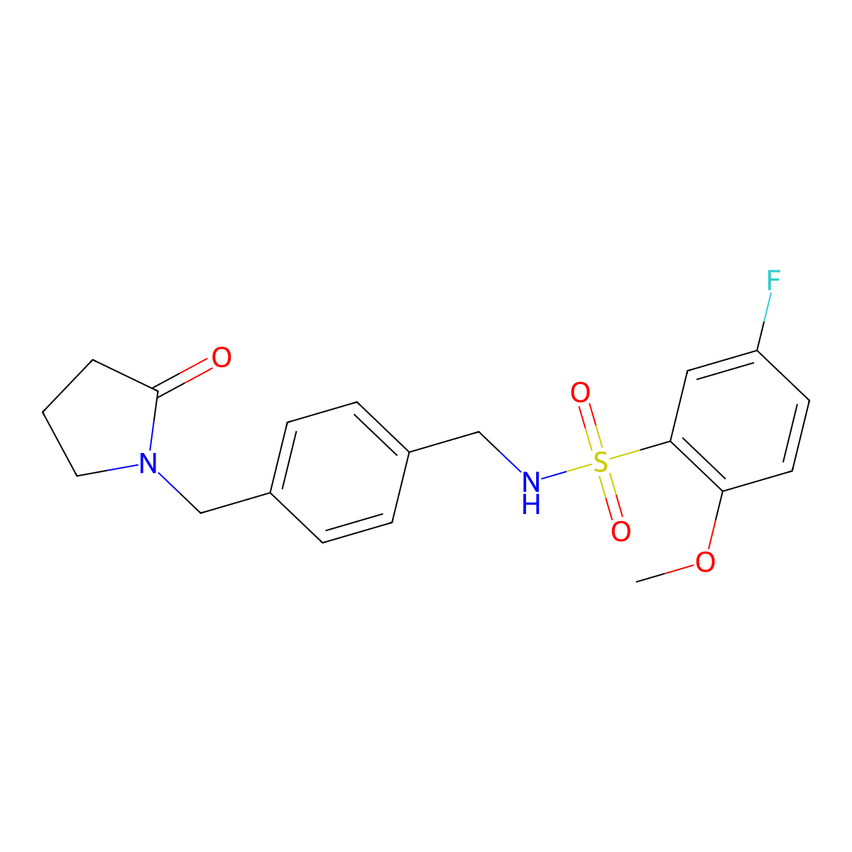 5-fluoro-2-methoxy-N-{4-[(2-oxopyrrolidin-1-yl)methyl]benzyl}benzenesulfonamide molecular structure, CAS 1269383-06-3