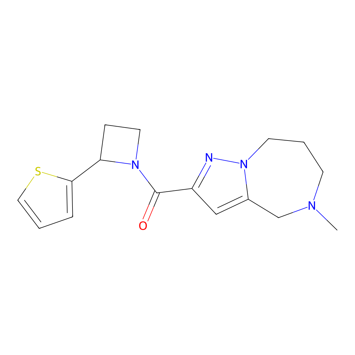 5-methyl-2-{[2-(2-thienyl)azetidin-1-yl]carbonyl}-5,6,7,8-tetrahydro-4H-pyrazolo[1,5-a][1,4]diazepine molecular structure, CAS 1269383-48-3