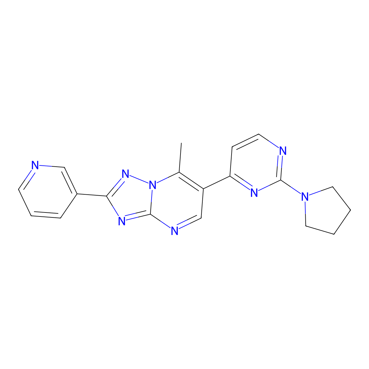 7-Methyl-2-(3-pyridyl)-6-[2-(1-pyrrolidinyl)-4-pyrimidinyl][1,2,4]triazolo[1,5-a]pyrimidine molecular structure, CAS 1269384-86-2