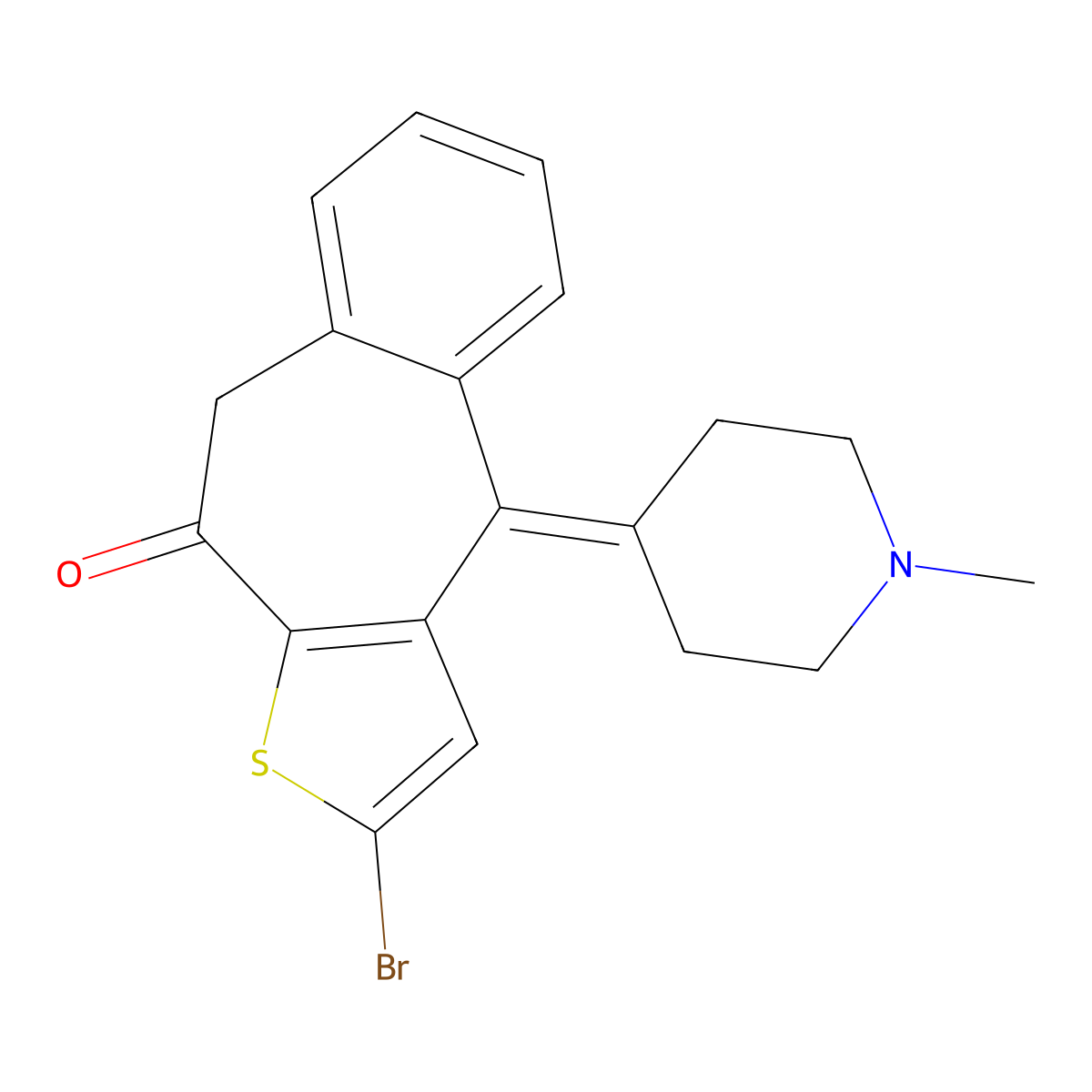 2-bromo-4-(1-methylpiperidin-4-ylidene)-4,9-dihydro-10H-benzo[4,5]cyclohepta[1,2-b]thiophen-10-one molecular structure, CAS 126939-29-5