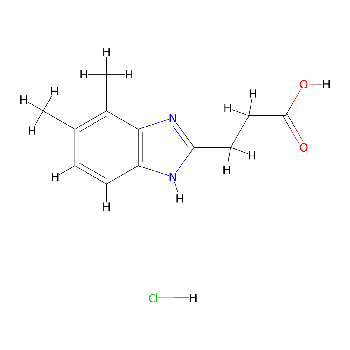 3-(6,7-Dimethyl-1H-benzimidazol-2-yl)propanoic acid hydrochloride molecular structure, CAS 1269393-79-4