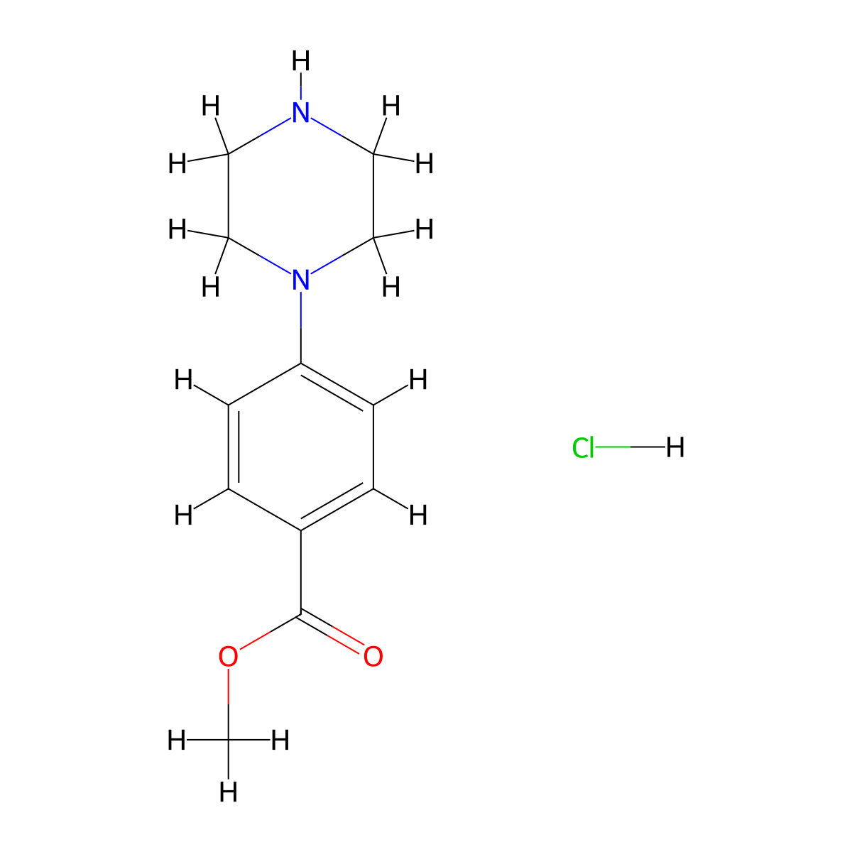 Methyl 4-(piperazin-1-yl)benzoate hydrochloride molecular structure, CAS 1269393-85-2