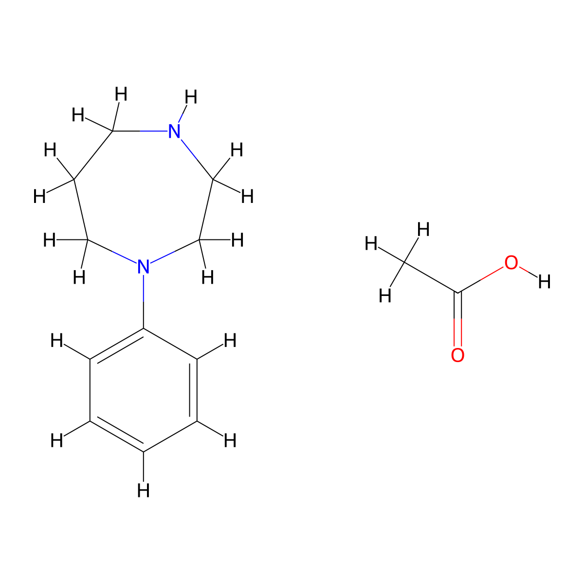 1-Phenyl-1,4-diazepane acetate molecular structure, CAS 1269393-99-8