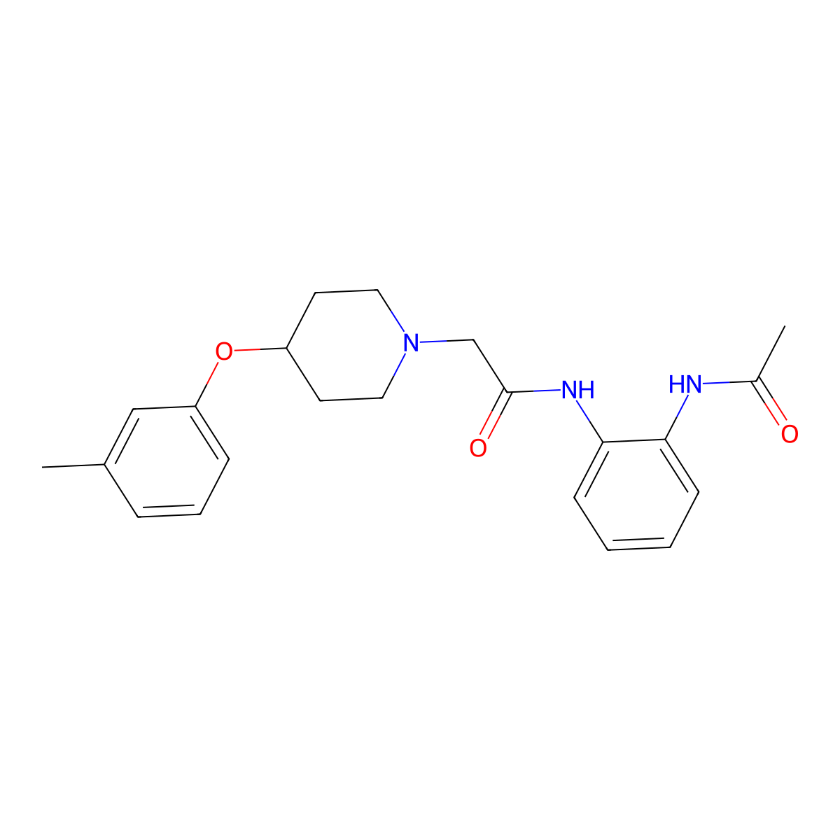1-Piperidineacetamide, N-[2-(acetylamino)phenyl]-4-(3-methylphenoxy)- molecular structure, CAS 1269394-02-6