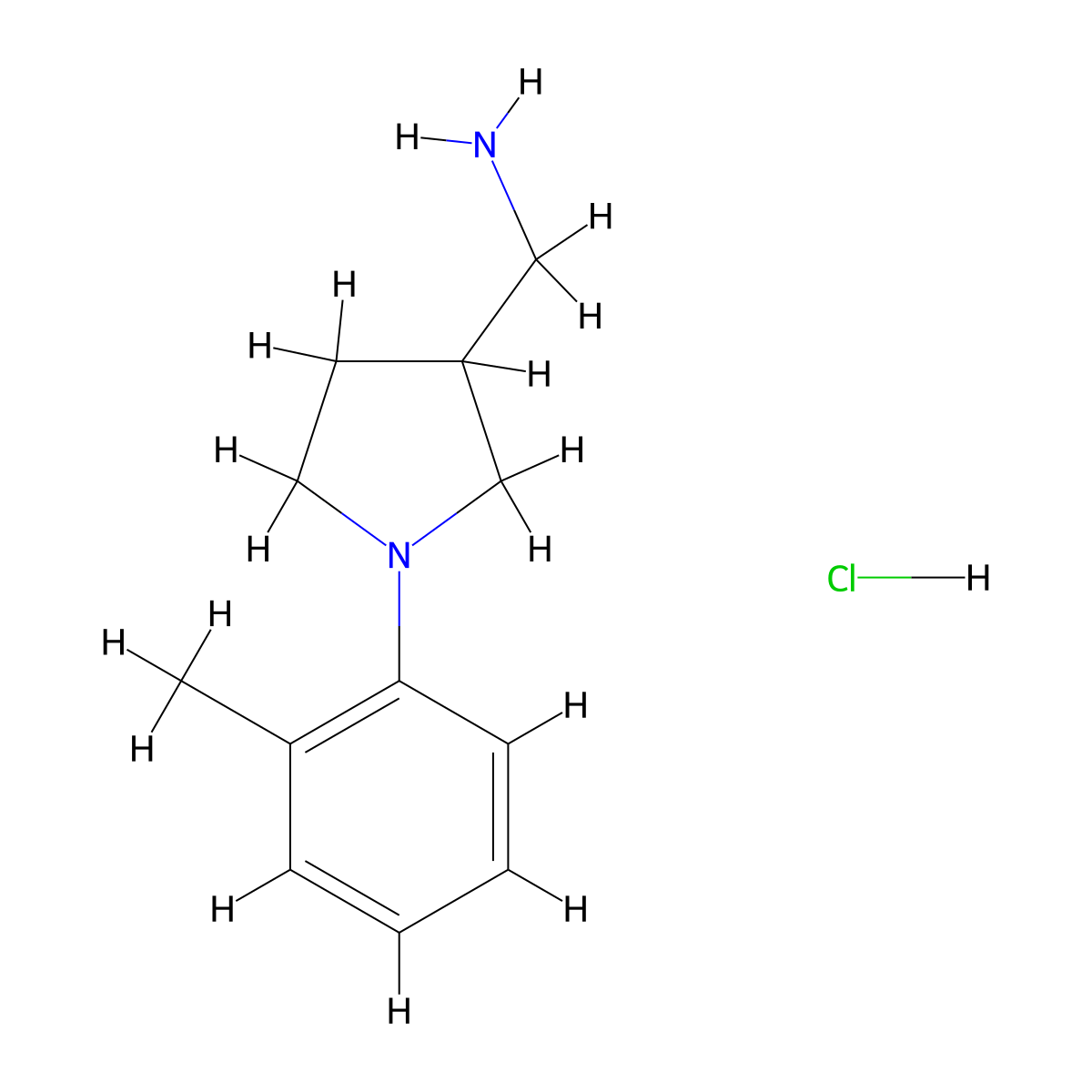{[1-(2-Methylphenyl)-3-pyrrolidinyl]methyl}amine hydrochloride molecular structure, CAS 1269394-29-7