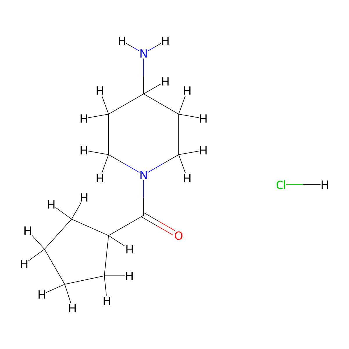 (4-Aminopiperidin-1-yl)(cyclopentyl)methanone hydrochloride molecular structure, CAS 1269397-20-7