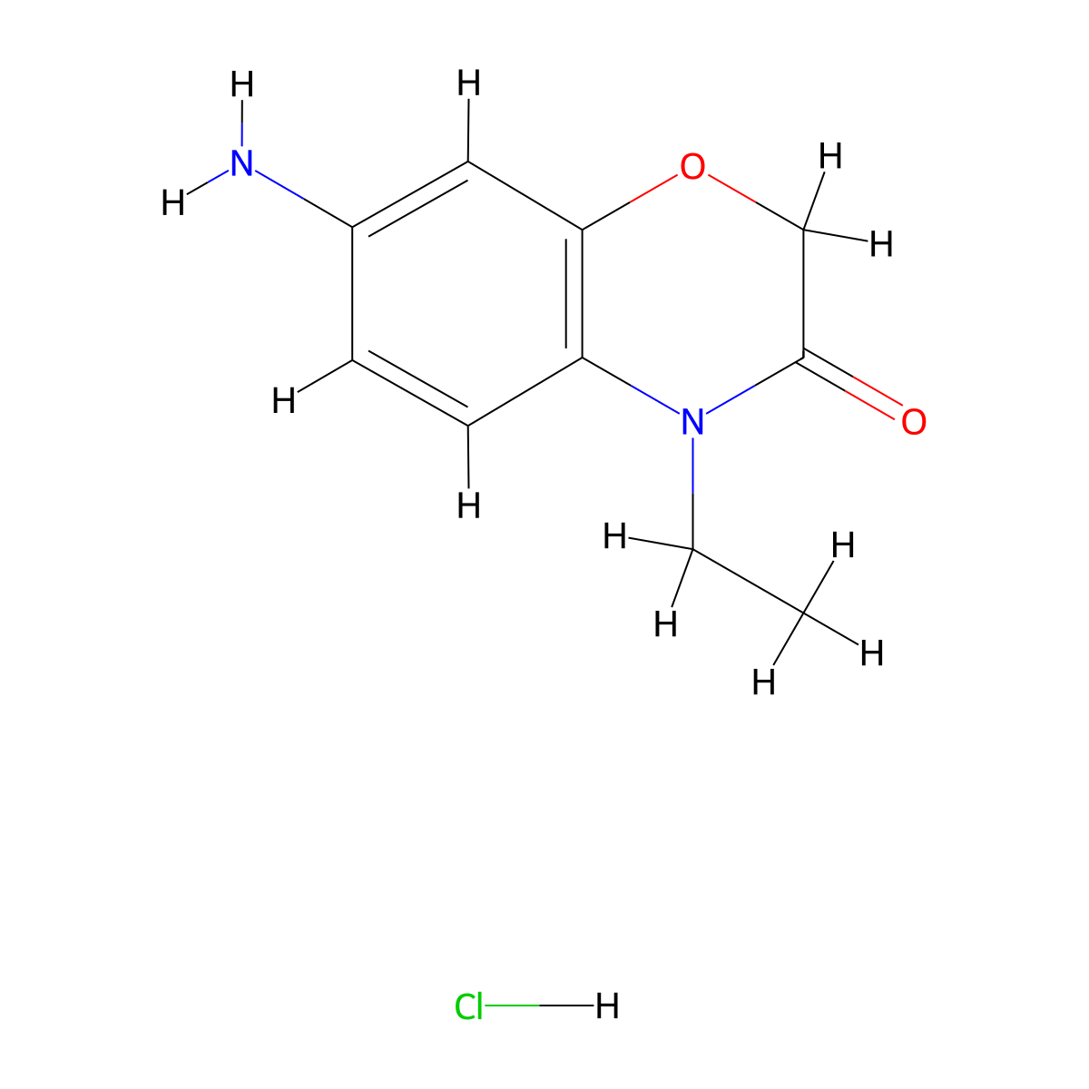 7-amino-4-ethyl-2H-1,4-benzoxazin-3(4H)-one hydrochloride molecular structure, CAS 1269397-43-4