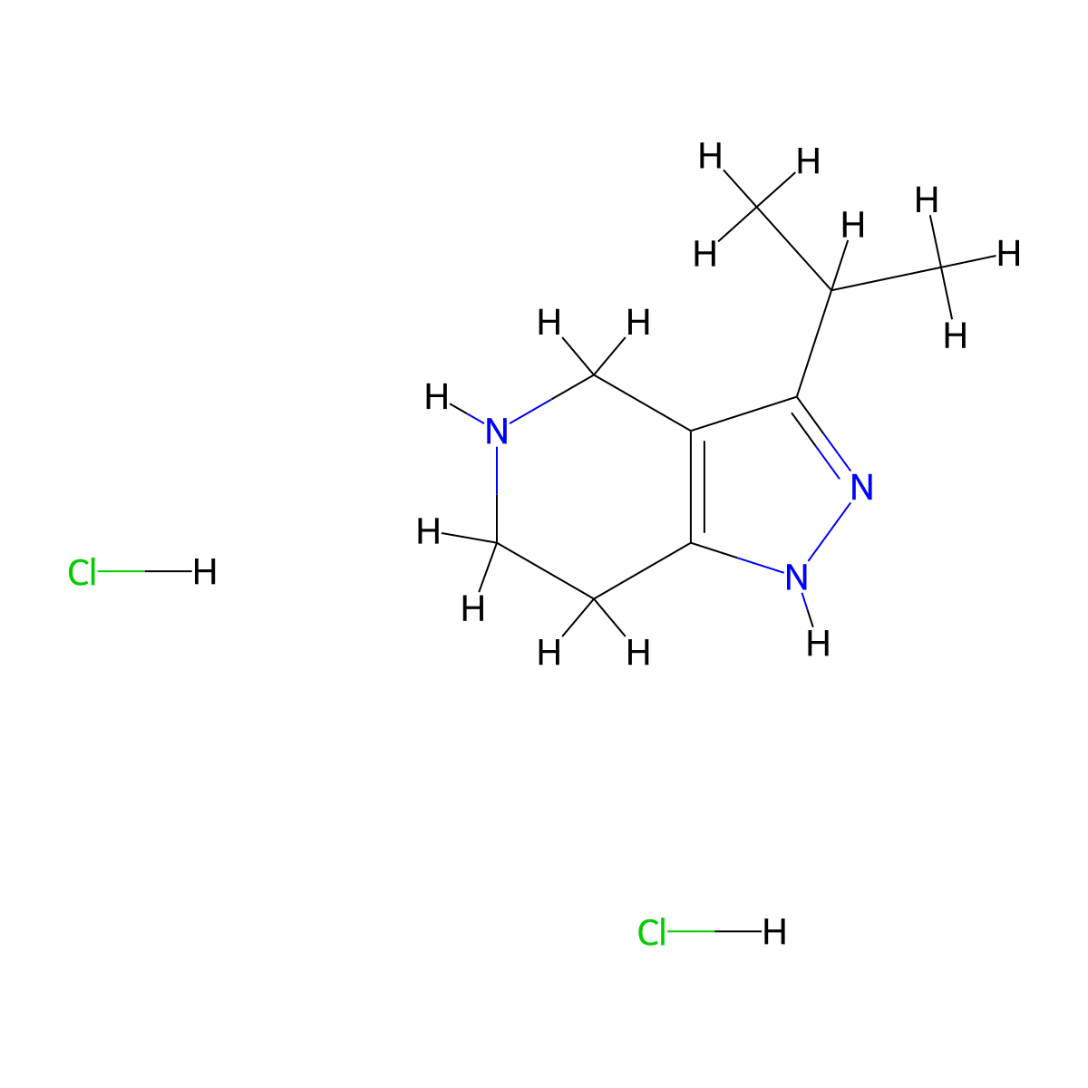 3-Isopropyl-4,5,6,7-tetrahydro-1H-pyrazolo[4,3-c]pyridine dihydrochloride molecular structure, CAS 1269397-52-5