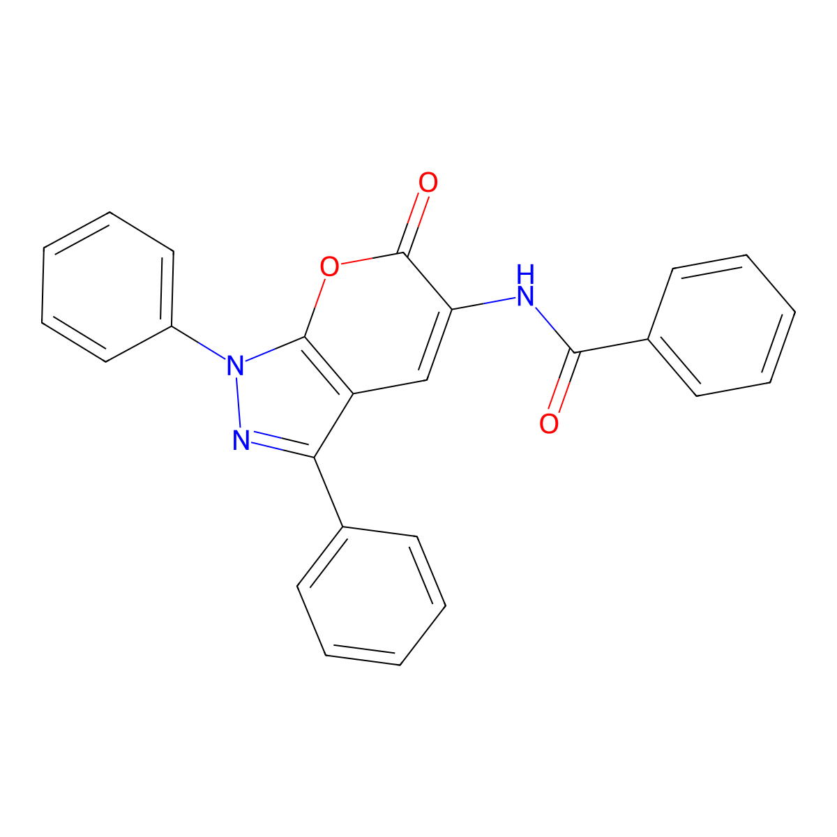 N-(6-oxo-1,3-diphenyl-1,6-dihydropyrano[2,3-c]pyrazol-5-yl)benzenecarboxamide molecular structure, CAS 126940-55-4
