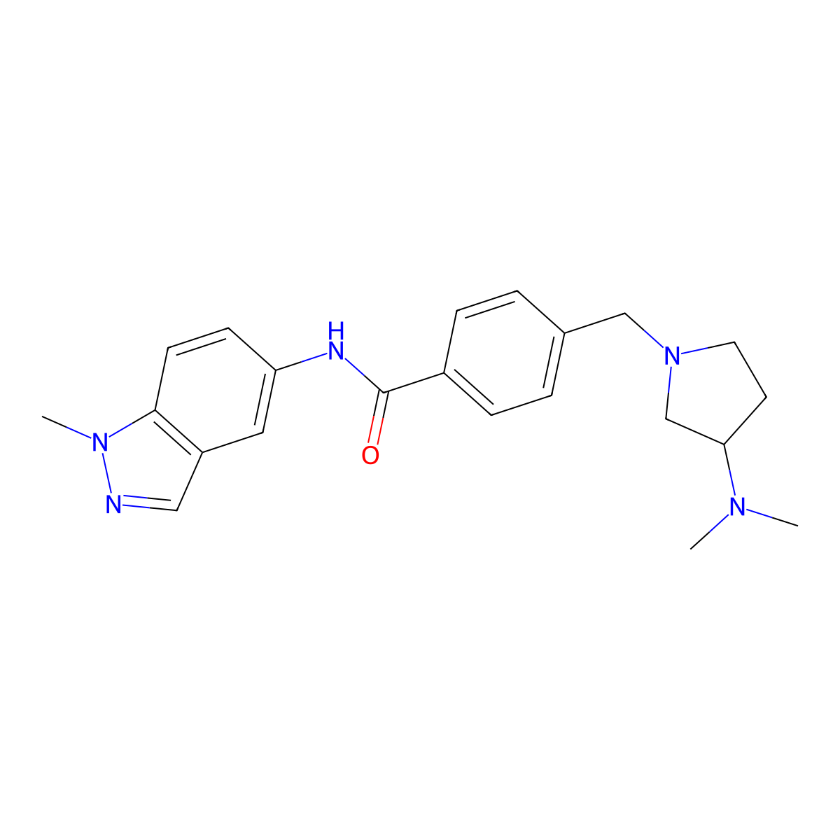 4-{[3-(dimethylamino)pyrrolidin-1-yl]methyl}-N-(1-methyl-1H-indazol-5-yl)benzamide molecular structure, CAS 1269400-00-1